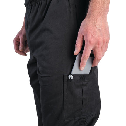 Unisex Slim Fit Black Cargo Pants XXL | Chef Works 3