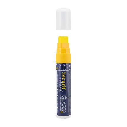 Securit Waterproof Chalk Marker for Glass and Chalkboards | Yellow, 7-15mm Tip 2