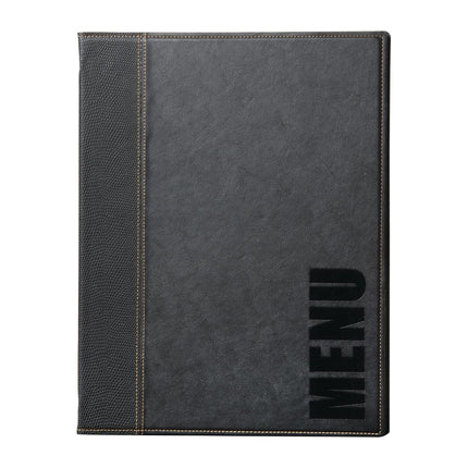 Synthetic Leather Menu Holder A5 Black | Securit Trendy