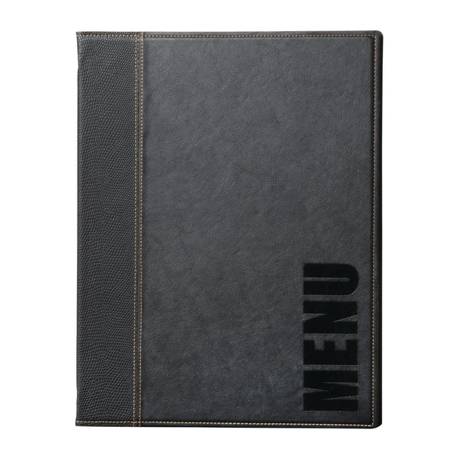 Synthetic Leather Menu Holder A5 Black | Securit Trendy