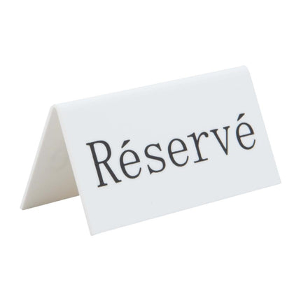 Reserved Table Stand White Acrylic Black Text French | Securit | Pack of 5