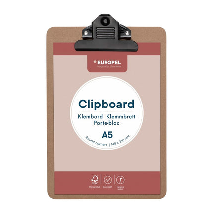 Wooden Clipboard A5 Portrait 148 x 210 mm | Europel 3