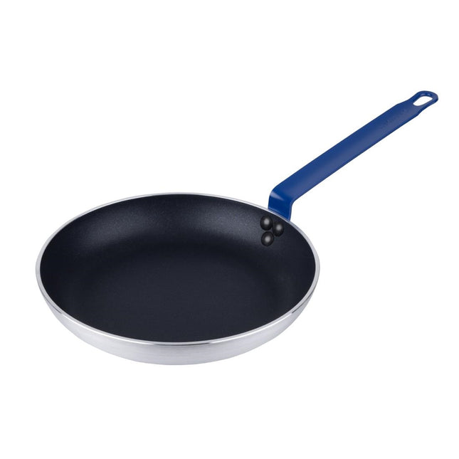 Aluminium Non-Stick Frying Pan 28cm | Hygiplas | Teflon Platinum Plus | Blue Handle