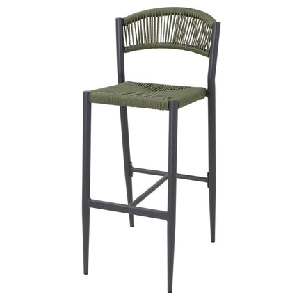 PE Woven Rattan Outdoor Bar Stools Green | Bolero Eden | 2 Pieces