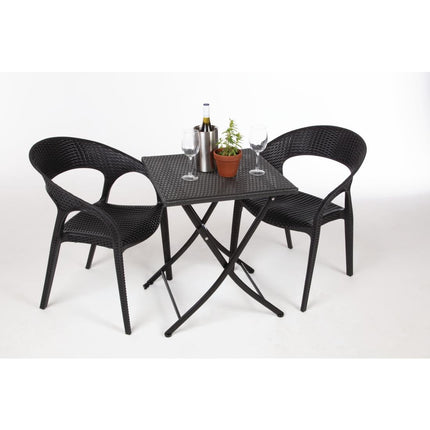 Square Foldable Poly Rattan Table Black 60cm | Bolero 10