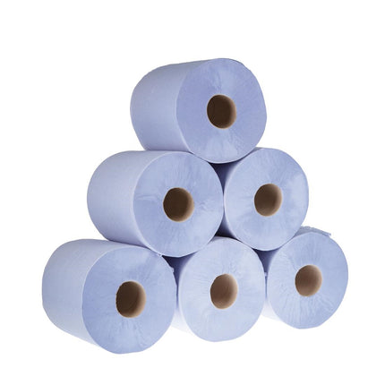 Blue Centrefeed Paper Towel Rolls 1-Ply | Jantex | 6 Rolls 4