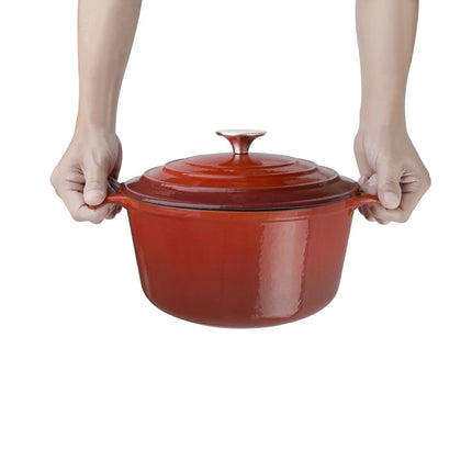 Round Induction Cast Iron Casserole Red 4L | Vogue 2