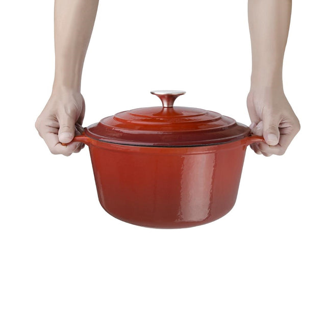 Round Induction Cast Iron Casserole Red 4L | Vogue 2