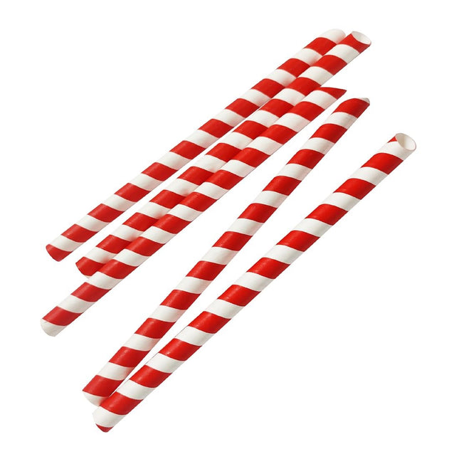 Compostable Bubble Tea Straws 12mm x 210mm | Fiesta Red & White 2