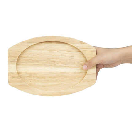 Hevea Wood Oval Plate Base 260x165mm for Cast Iron | Olympia 5