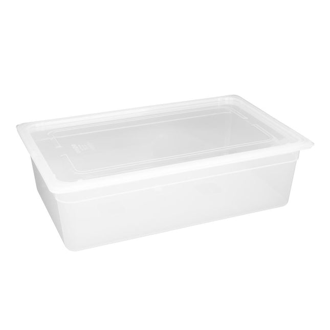 Vogue Polypropylene GN 1/1 Container with Lid | 15cm Depth | 530x325mm