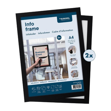 Self-Adhesive Info Frame Set 2 Pieces A4 Black | Europel 8