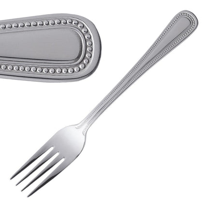 Dessert Fork with Bead Edge | Olympia Bead | 12 Pieces | High Gloss 18/0 Stainless Steel