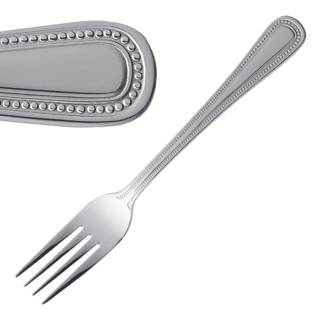 Dessert Fork with Bead Edge | Olympia Bead | 12 Pieces | High Gloss 18/0 Stainless Steel