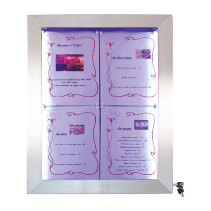 Colored LED Stainless Steel Information Display 4xA4 (Excl. Pole and Base) | Securit 9