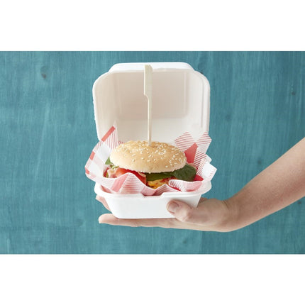 Compostable Bagasse Hamburger Boxes with Hinged Lid 153mm | Fiesta 5