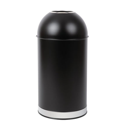 Black Steel Waste Bin with Open Lid | Bolero