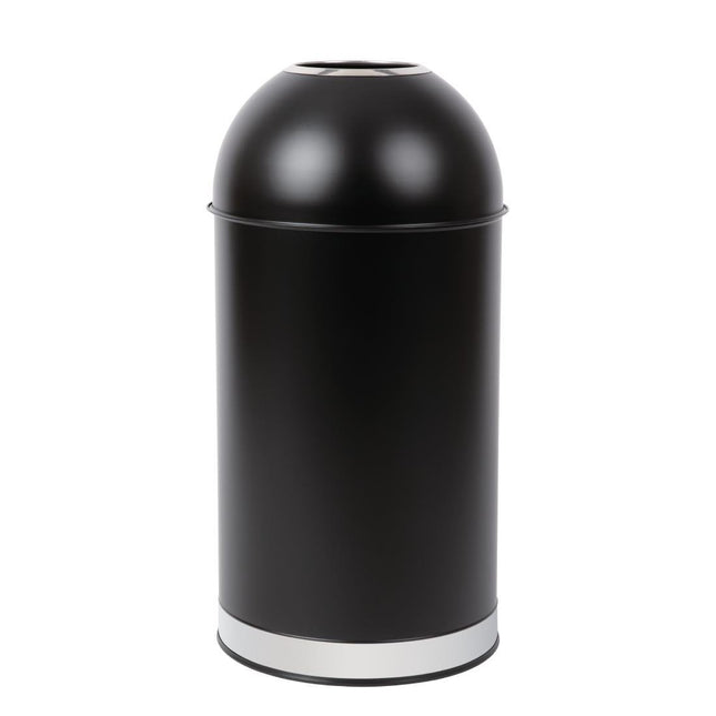 Black Steel Waste Bin with Open Lid | Bolero