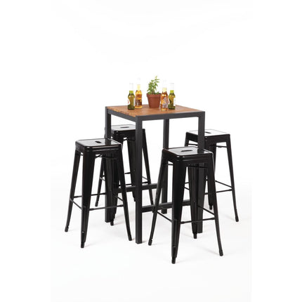 Square Bar Table 600mm Powder-Coated Steel and Acacia Wood | Bolero 9