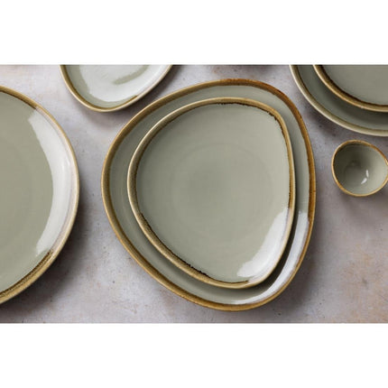 Triangular Plates 28cm Mos Green | Olympia Kiln Collection | Set of 4 5