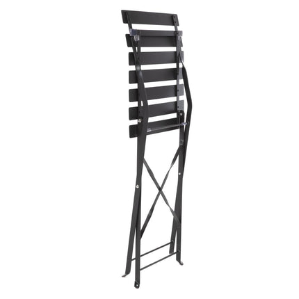 Bolero Black Steel Garden Bistro Set with Table and Two Chairs 6