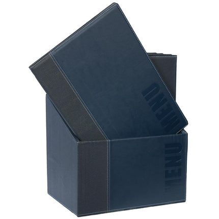 Contemporary Blue Leather-Effect A4 Menu Covers with Storage Box | Securit | 20 Pieces