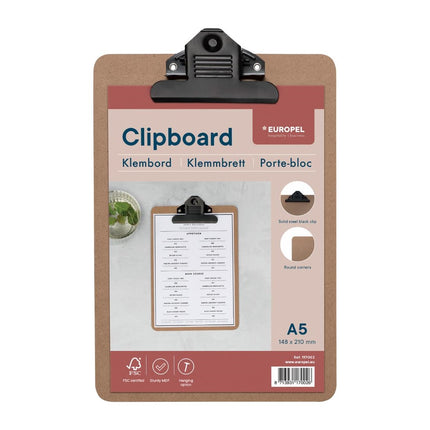 Wooden Clipboard A5 Portrait 148 x 210 mm | Europel 2
