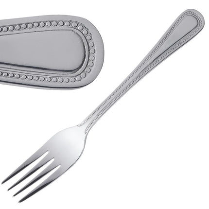 Table Fork with Bead Edge | Olympia Bead | 12 Pieces | High Gloss 18/0 Stainless Steel