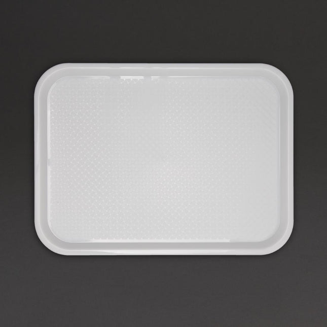 White Polypropylene Serving Tray 45x35cm with Anti-Slip Texture | Olympia Kristallon 2