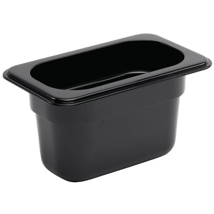 Polycarbonate Black Container GN 1/9 100mm | Vogue | 176x108mm