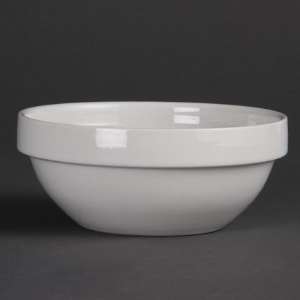 Stackable White Porcelain Bowls 13cm | Olympia Whiteware | 12 Pieces