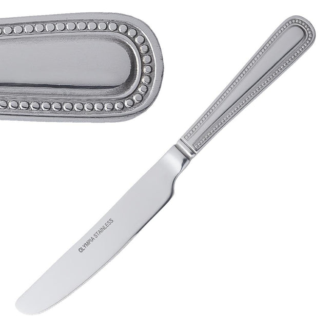 Dessert Knife with Bead Edge | Olympia Bead | 12 Pieces | High Gloss 18/0 Stainless Steel