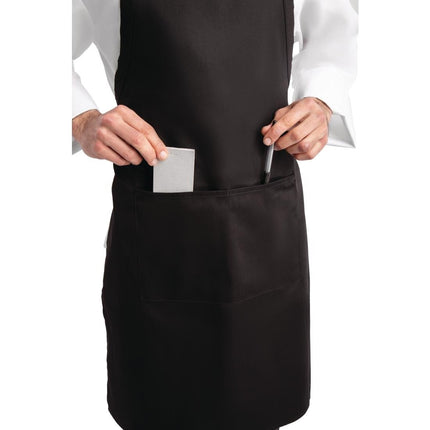 Adjustable Black Halter Apron with Double Pocket | Chef Works 3