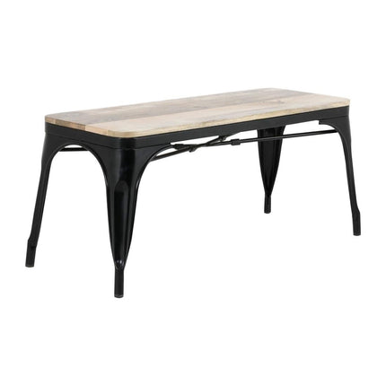 Bolero Bistro Bench with Mango Wood Slats and Black Legs | 1000mm | Set of 2