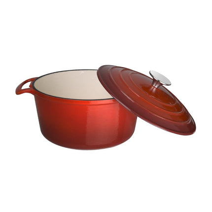 Round Induction Cast Iron Casserole Red 3.2L | Vogue 4