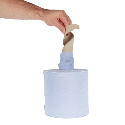 Blue Centrefeed Paper Towel Rolls 1-Ply | Jantex | 6 Rolls 2