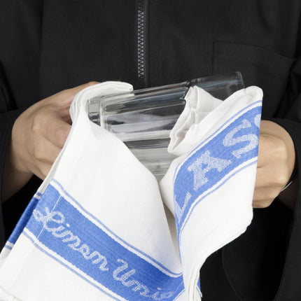 Half-Linen Polishing Cloth | Vogue | 76 x 51 cm | Blue/White 6