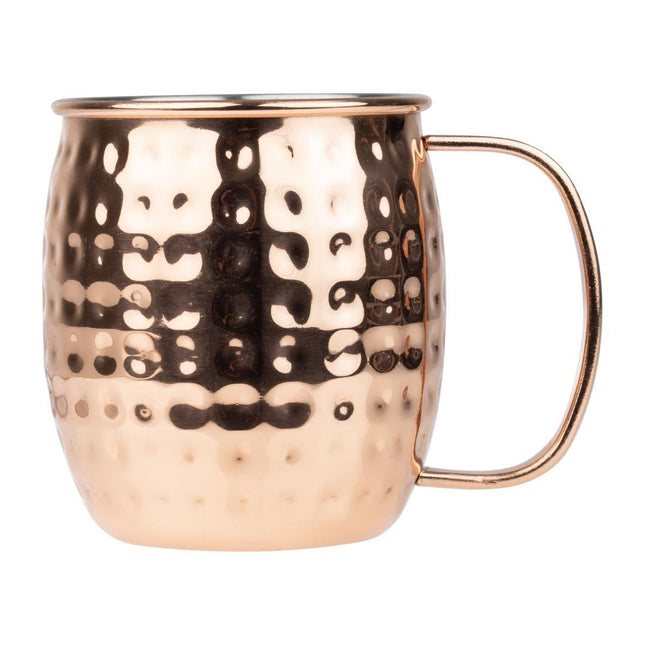 Hammered Copper-Coated Stainless Steel Mug 440ml | Olympia Barware