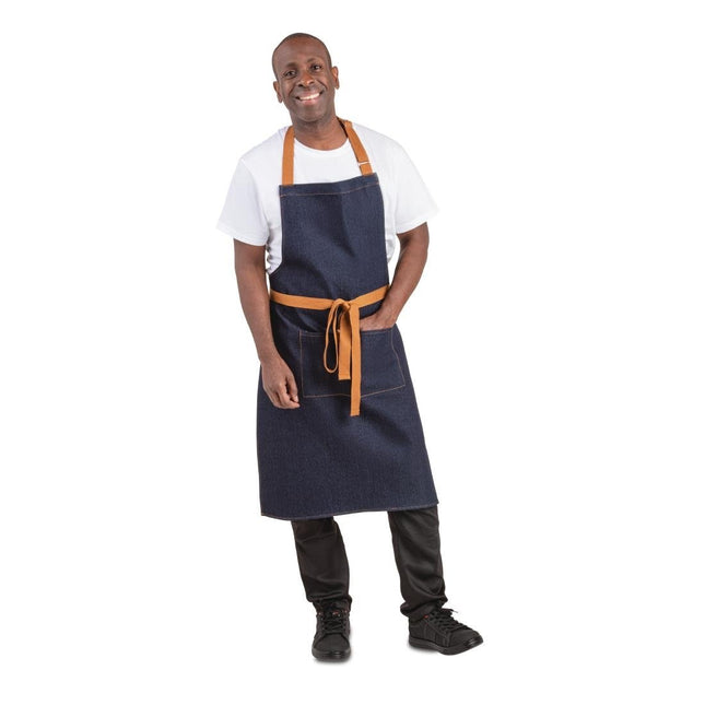 Blue Denim Halter Apron with Adjustable Neck and Double Pockets | Southside