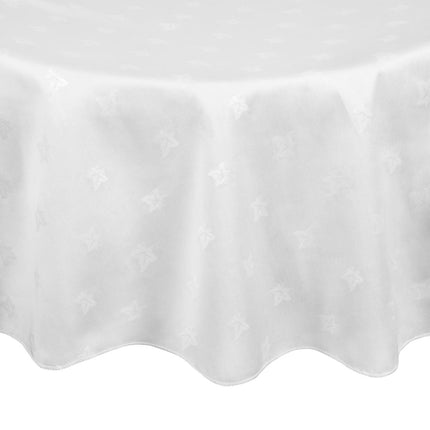 Round Cotton Tablecloth with Ivy Pattern | Mitre Luxury Luxor | 230cm Diameter | White