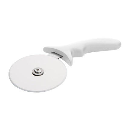 Stainless Steel Pizza Cutter 10cm with White Handle | Hygiplas 2