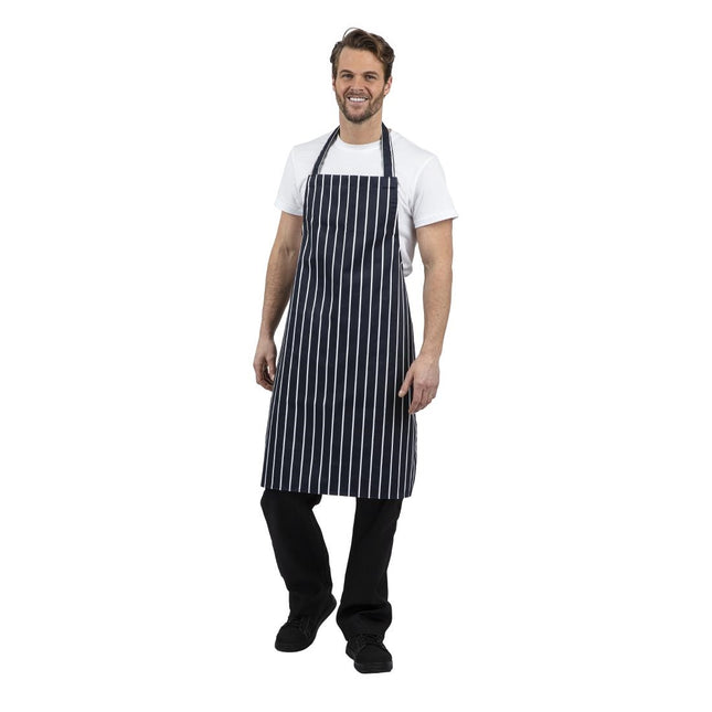 Striped Blue-White Polyester-Cotton Halter Apron | Whites 2