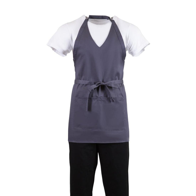 V-Neck Bib Apron with Pocket Grey | Whites