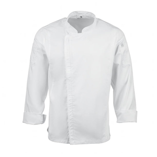 Urban Hartford Unisex kuharska jakna z dolgimi rokavi bela | Chef Works | Velikost L | Lahek bombaž, stranski paneli Cool Vent, zadrga