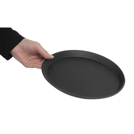 Round Black Anti-Slip Fiberglass Serving Tray 28cm | Cambro Camtread 4
