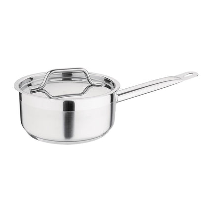 Stainless Steel Induction Saucepan 1.5L 16cm with Lid | Nisbets Essentials