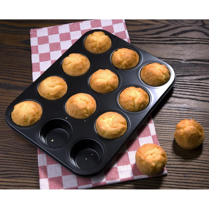 Carbon Steel Non-Stick Muffin Baking Tray 12-Cup | Vogue | 30mm Depth 3