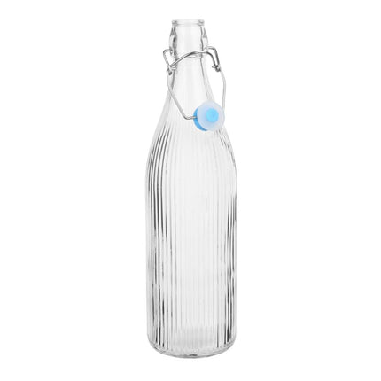 Ribbed Glass Water Bottles 1L with Swing Top | Olympia 2