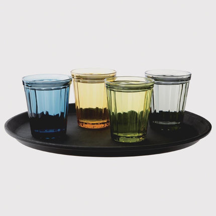 Cabot Blue Glass Tumblers 260ml | Olympia | Retro Style | Set of 6 3