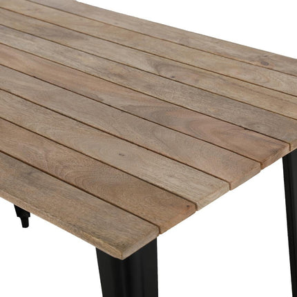 Bolero Bistro Dining Table with Mango Wood Slatted Top and Black Legs 1200mm 2